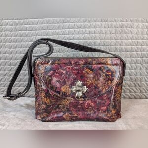 Patricia Nash Medium Purse 11x8x4 SALINA Crossbody Leather Vtg Floral Bracaide